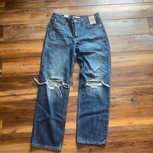 Levi's LOW PRO Straight Leg Jeans Distressed Sz 30 (34”x30”) - Picture 3 of 10